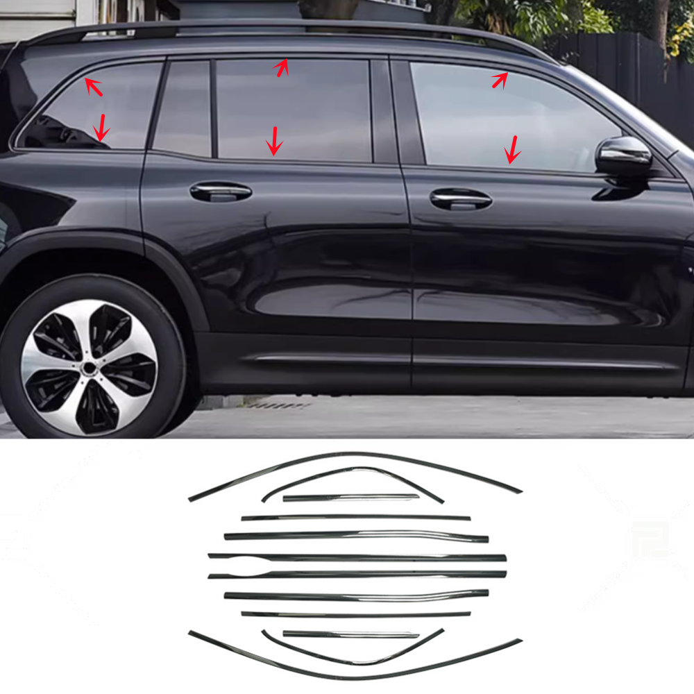 Upgrade Your 2020-2024 Benz GLB/EQB with Sleek Black Steel Window Molding Trim Decoration Strips