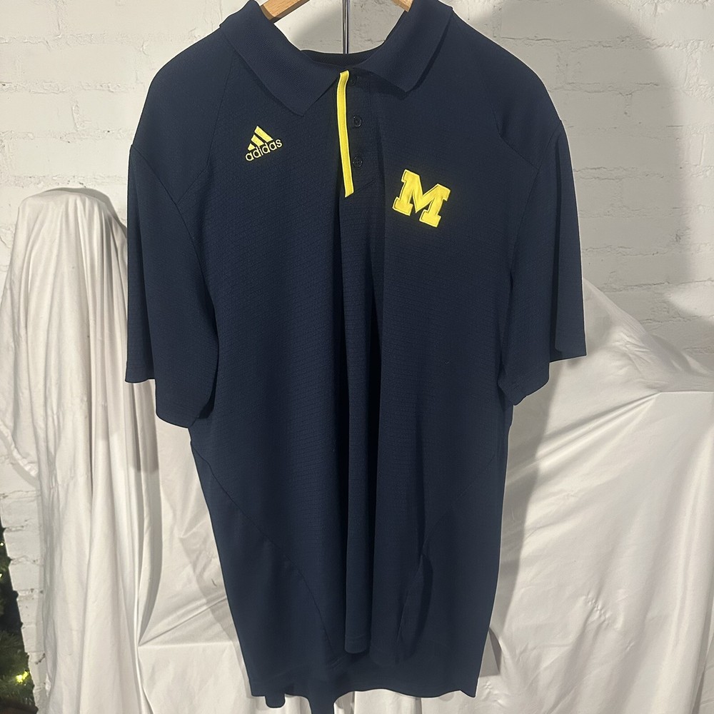 Adidas Michigan Wolverines Men’s Climate Polo Navy Yellow Mens Size 2XL NCAA