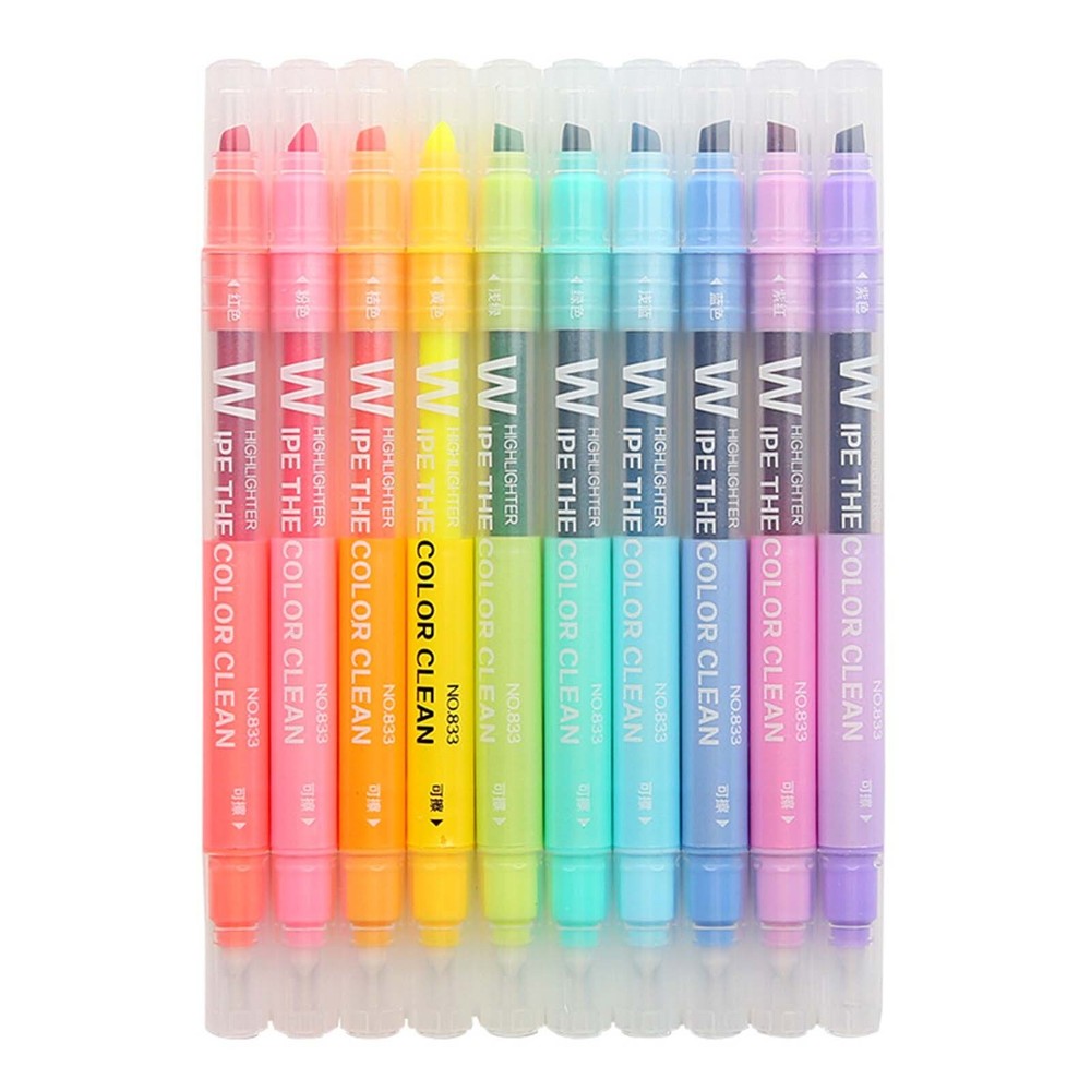 New Back To School 10 Colors Erasable Highlighters School Word Marker Supplies-image