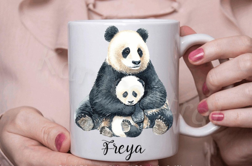 Custom Mother's Day Mug with Adorable Panda Mother & Child Design  