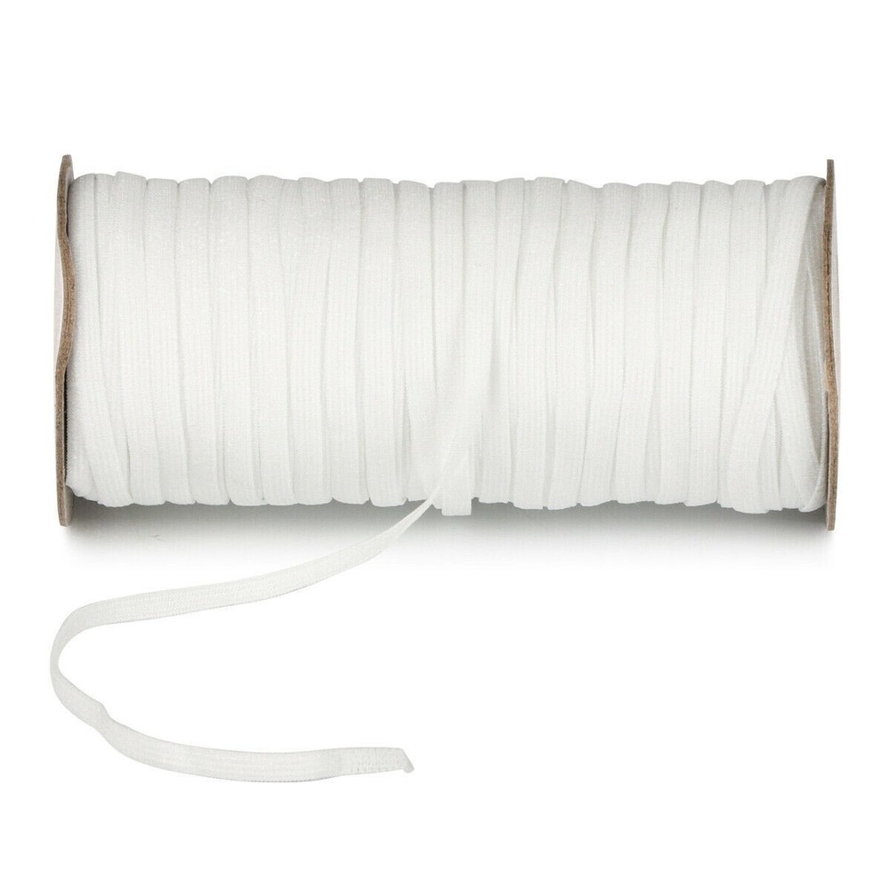 White 5mm 75 Yard Flat Elastic Band For DIY Trim Spandex Make Face Cover String