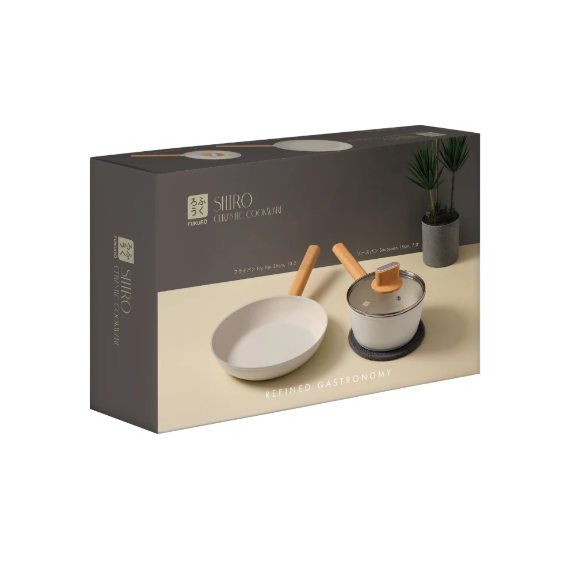 Fukuro Shiro Non-Stick Ceramic Pan Set 26cm Fry Pan & 18cm Saucepan