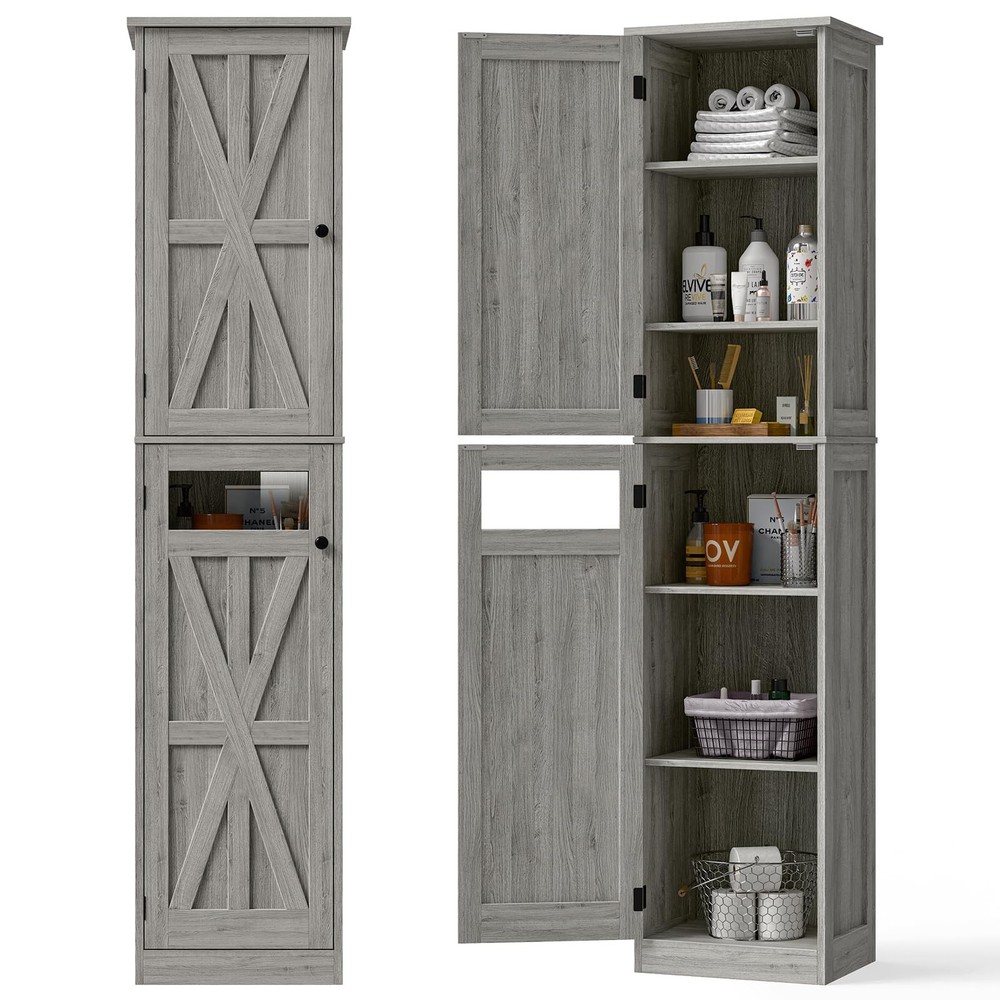 Tall Slim Bathroom Storage Cabinet with Adjustable Shelves
