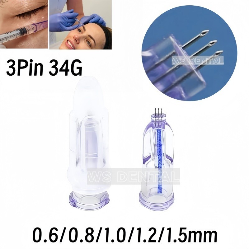 Crystal Microneedles 3Pin Anti Aging Eyes Neck Lines Skin Care 34G Three Needles