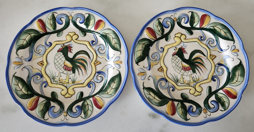 Set Of 2 Fitz & Floyd Ricamo Rooster 8.25