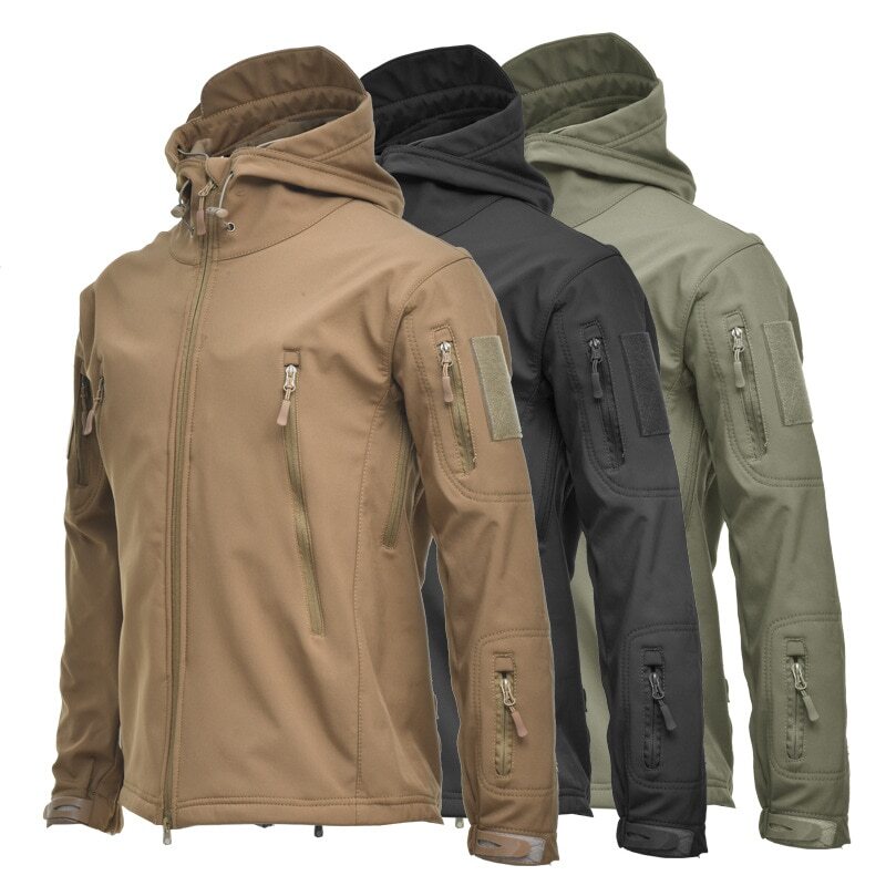 Men Military Thermal Fleece Tactical Jacket Outdoor Sports Hooded Coat Military