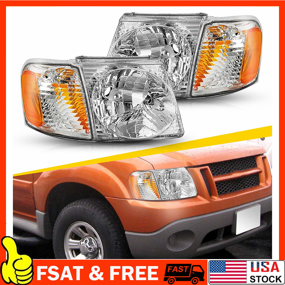 Headlights Head Lamps and Corner Lights Kit For 2001-05 Ford Explorer Sport Trac