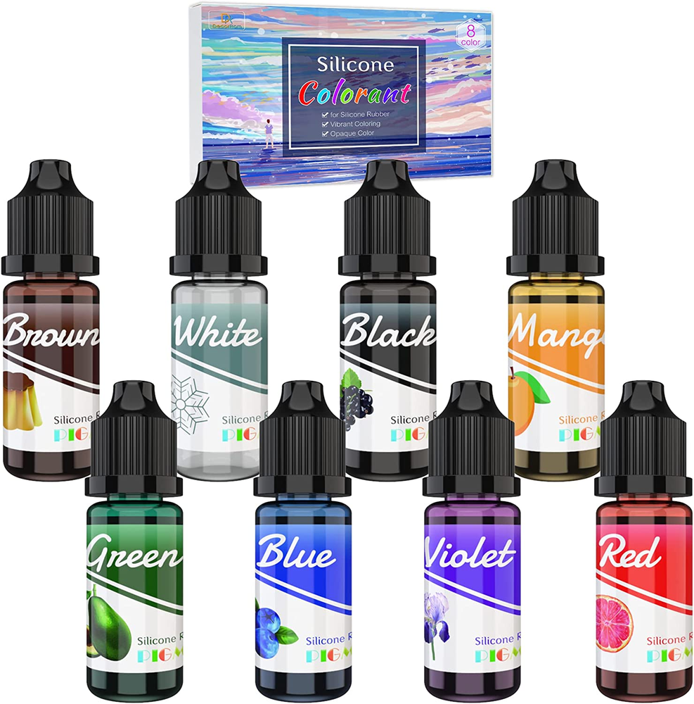 8 Colors Liquid Silicone Pigment Dye for Resin Molds, 10Ml Each