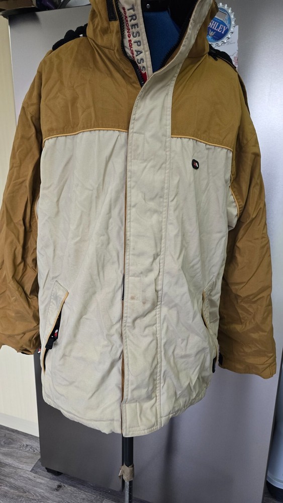 Trespass INSULATED BEIGE/TAN WATER REPELLENT/WINDPROOD HOODED WINTER COAT SIZE L