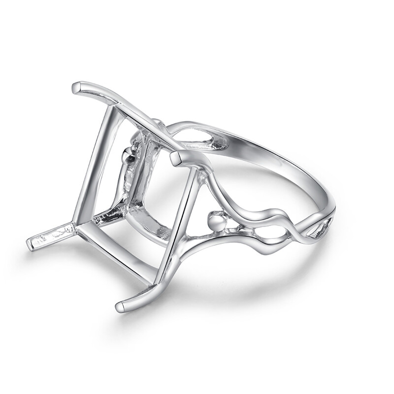 15x13mm Emerald Radiant Octagon Silver 925 Semi Mount Fashion Ring  