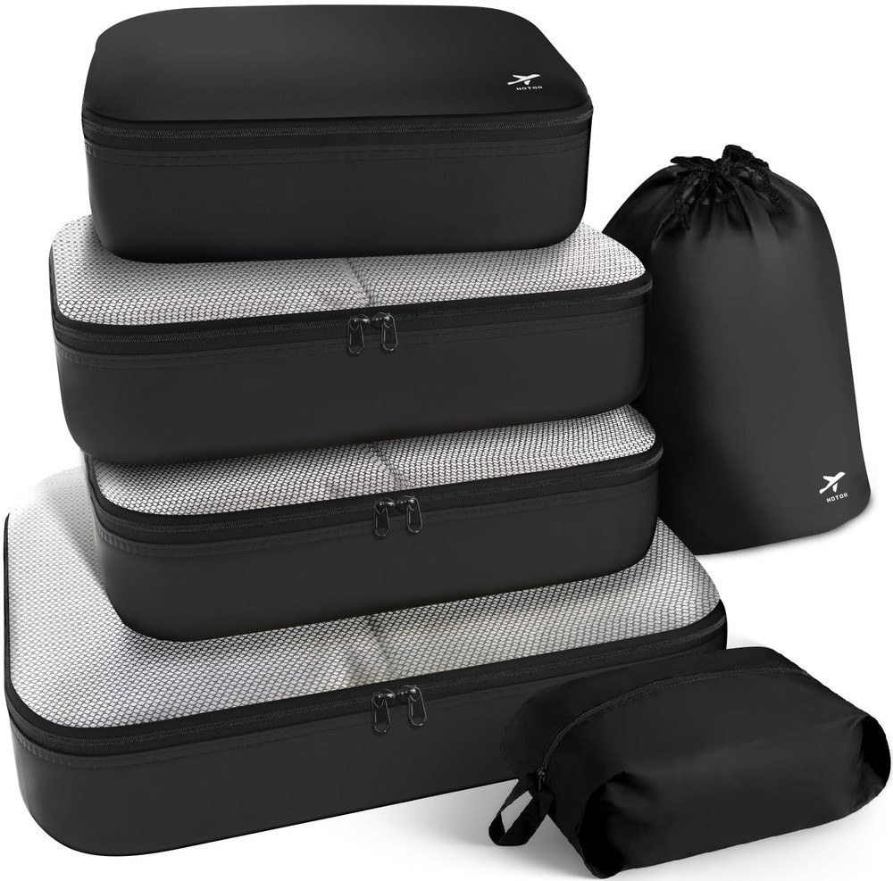 New HOTOR Packing Cubes for Suitcases - 6 Pieces Light Travel, Premium Suitcase