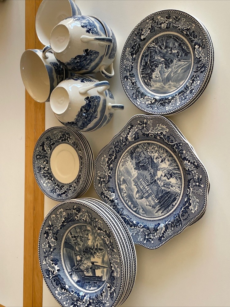 Vintage Johnson Bros Historic America the Rocky Mountains Side China Set 23 Pc