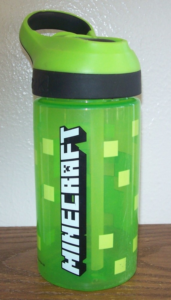 ZAK Designs Minecraft Kids Water Bottle with Straw & Built in Carrying Loop