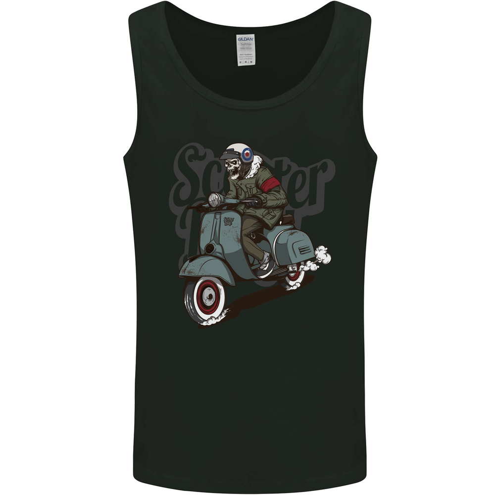 Scooter Skull MOD Motorcycle Biker Mens Vest Tank Top