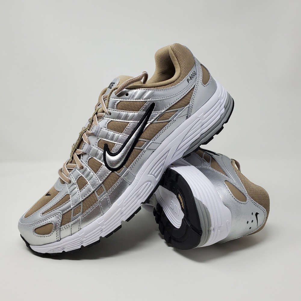 Nike P-6000 Khaki Metallic Silver Men's Size 12 Pure Platinum HQ3030-200