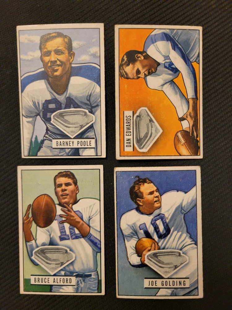 1951 Bowman Football 4 Card Lot New York Yanks