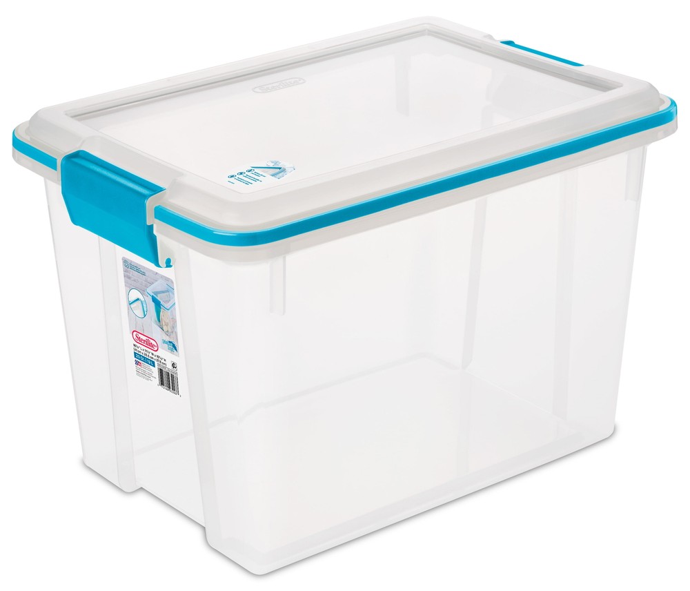 (2-Pack) Weather-Resistant Clear Quart Gasket Storage Box with Lid