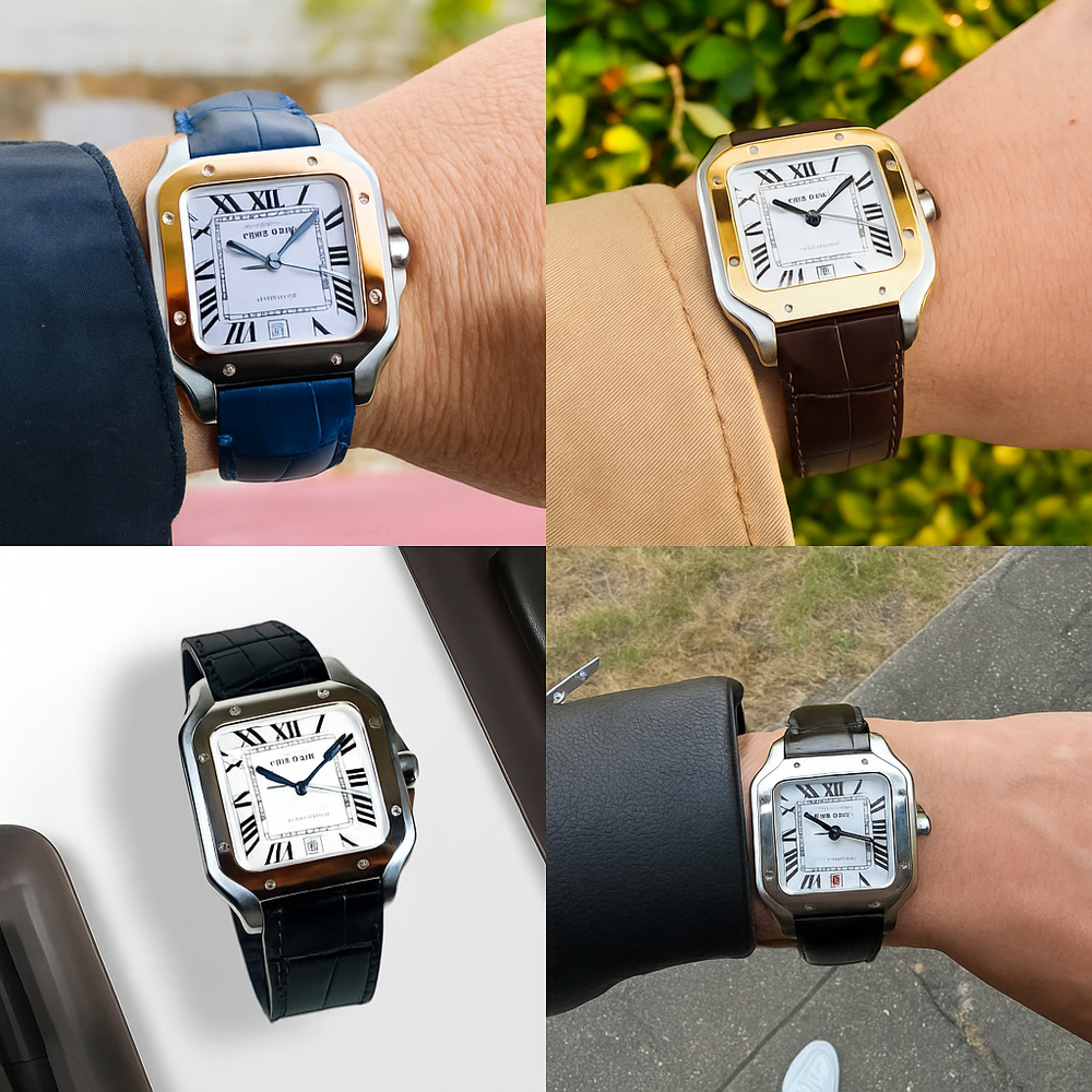 Genuine Leather Crocodile Strap for Cartier Santos 19mm 21mm Quick Release Band