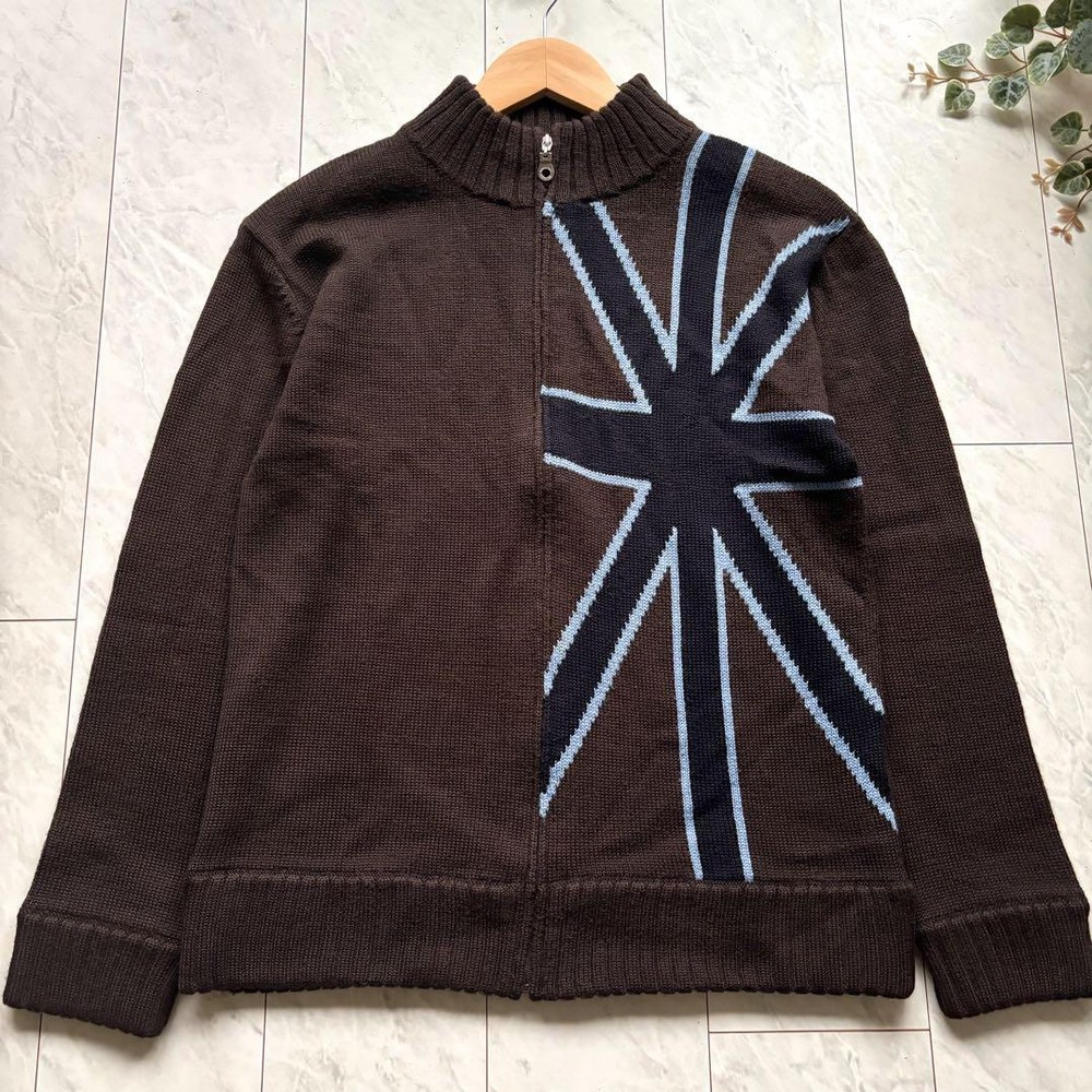 Burberry Black Label Fashionable British flag knit brown F/S from Japan