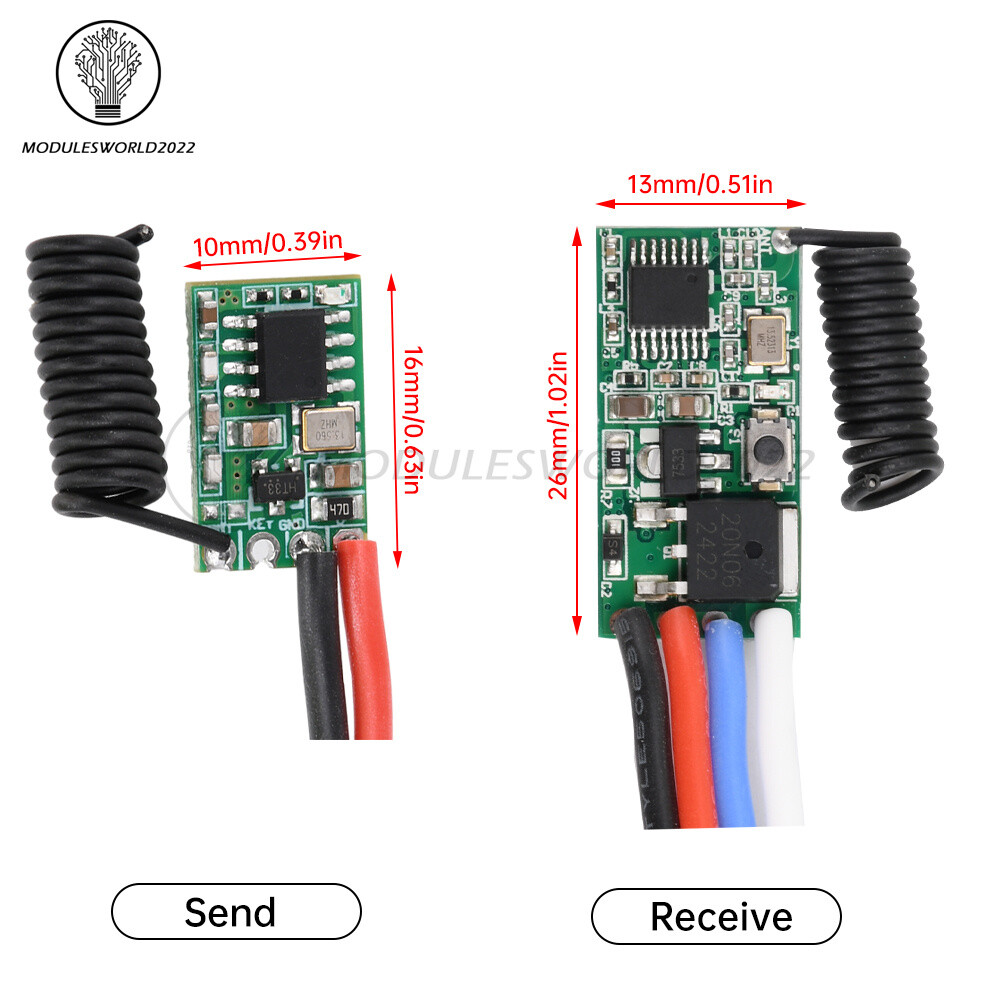 433MHz Long Range Wireless Remote Control Transmitter Receiver Module DC 3V-24V
