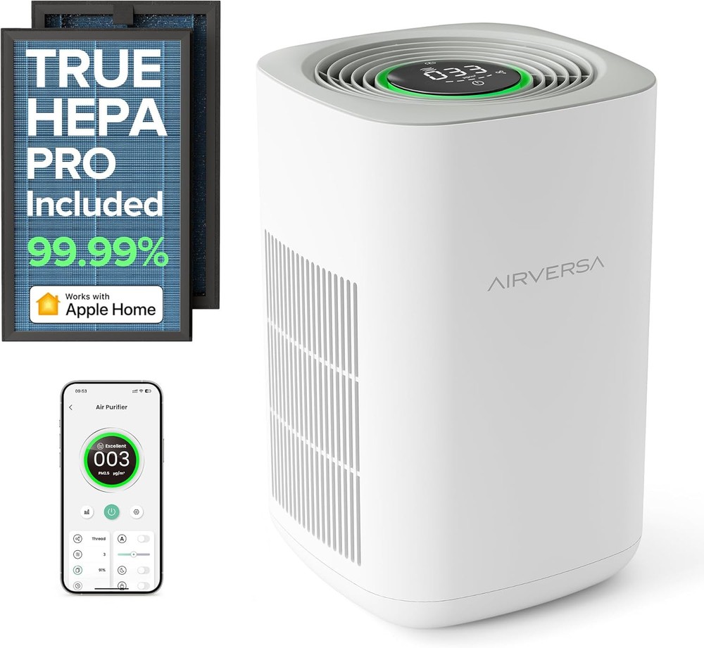 𝗧𝗿𝘂𝗲 𝗛𝗘𝗣𝗔 𝗣𝗿𝗼 Air Purifier for Home Bedroom Large Room 1050 White