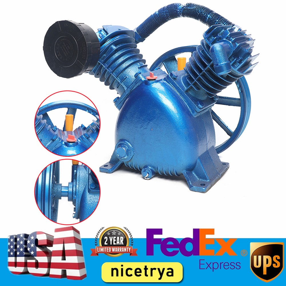 5.5HP 175psi 4KW V-Type 2-Cylinder Dual Stage Air Compressor Pump USA