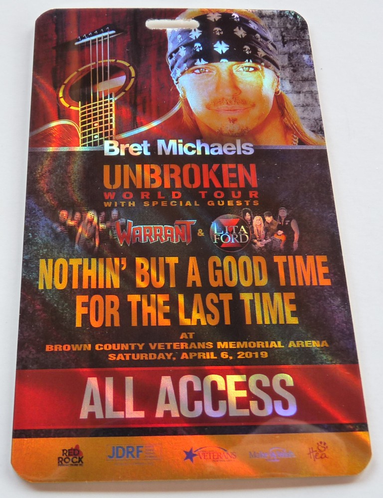 Bret Michaels Unbroken Concert Tour All Access  Backstage Laminate Pass D13