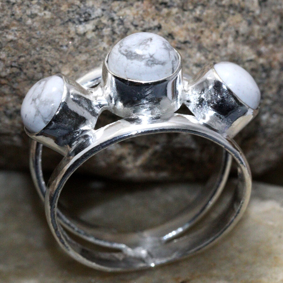 Howlite Gemstone Ring in 925 Silver Plated US Size 7.5 Fashion Jewelry JW
