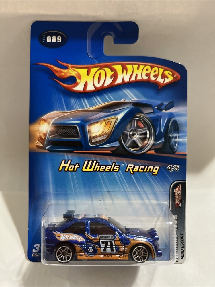 🌟💫Rare Collector Gift Blue 2005 HotWheels 089 Ford Escort HW Racing Series 4/5