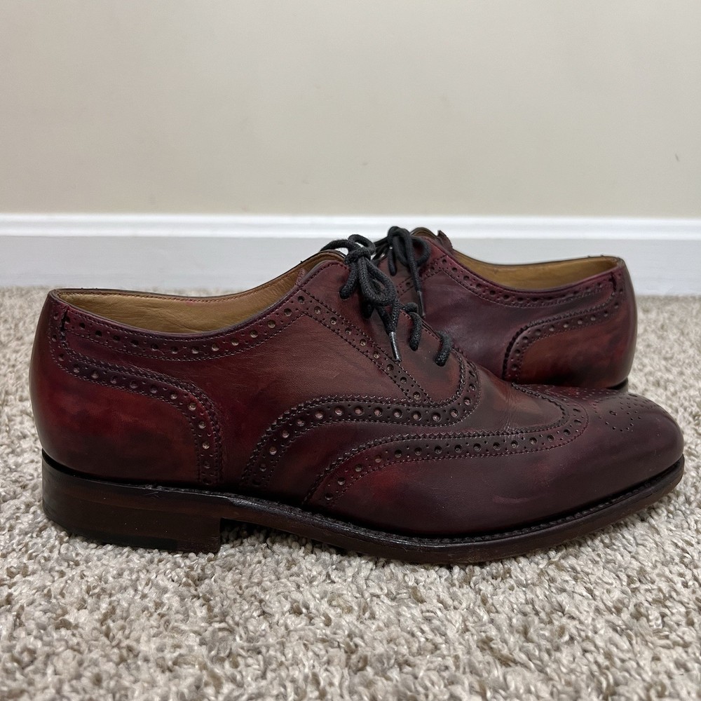 Loake 1880 Buckingham Leather Shoes Oxford Brogue Red Size 6 (US 7) England