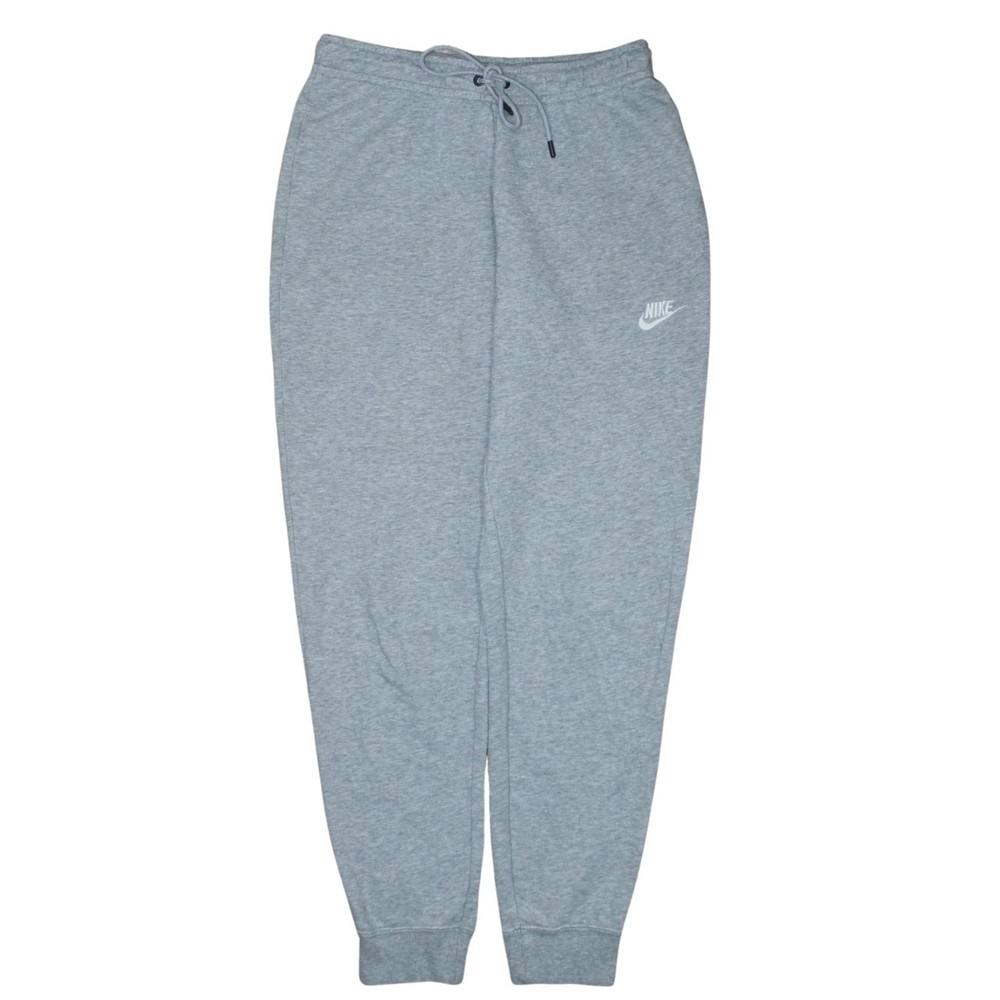 Nike Mens Joggers Grey Fleece Sweatpants Logo Elastic Waist Cuffed Hem Relaxed S