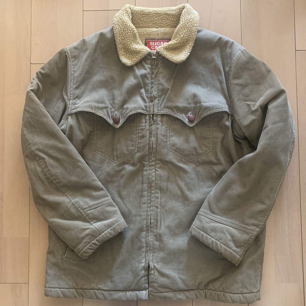 90s SUGAR CANE Boa-Lined Corduroy Jacket Size 40 Warm Vintage Workwear