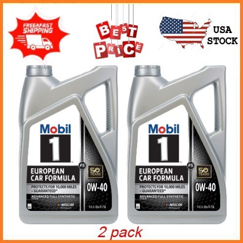 2 Pack Mobil 1 FS European Car Formula Full Synthetic Motor Oil 0W-40, 5 Quart
