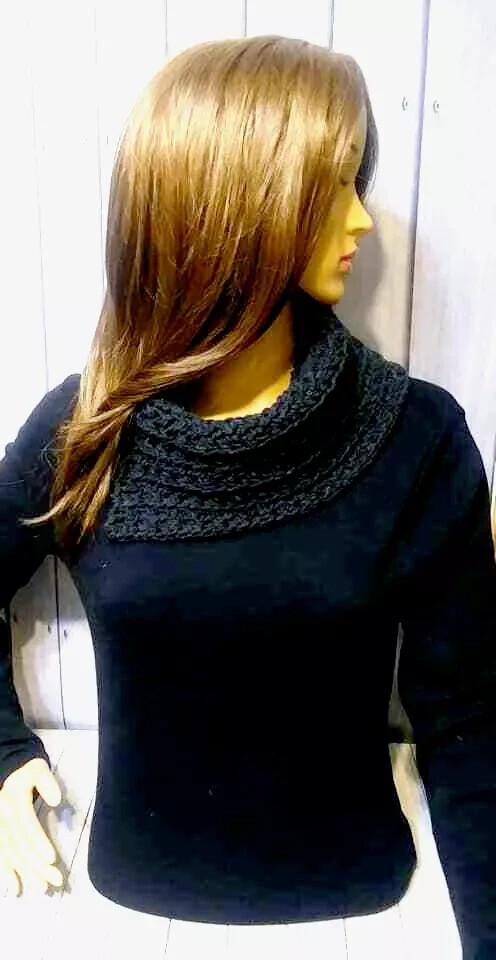 Handmade Crochet Women's Dark Gray Cowl Bandanna Scarf by USA Seller  