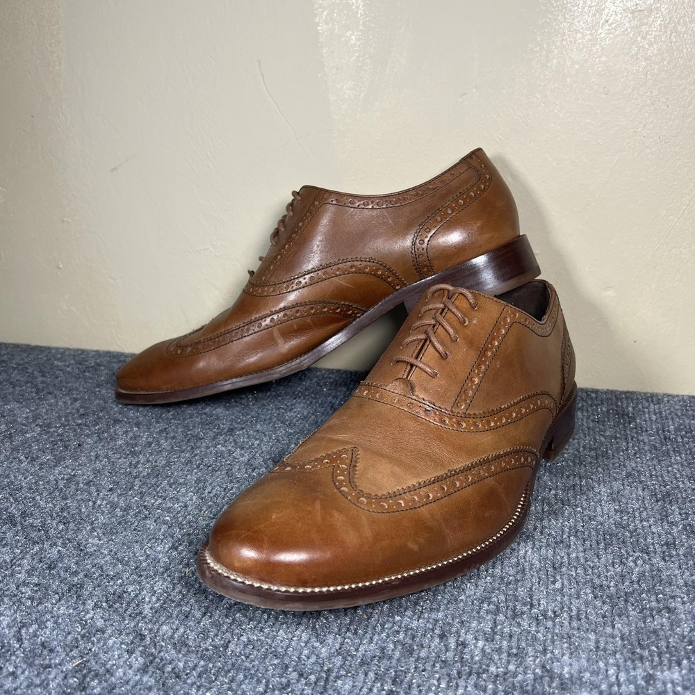 Cole Haan Shoes Mens Size 11 Brown Leather Wingtip Brogue Dress Oxford C12210