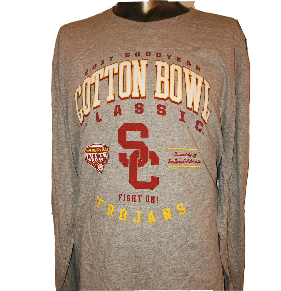2017 USC Good Year Cotton Bowl Gray Fight On Trojans Long Sleeve Shirt  Xl New-image