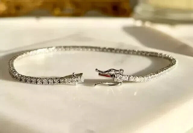 14K White Gold Plated Tennis Bracelet 5Ct Round Cut Diamond Lab Created Women's