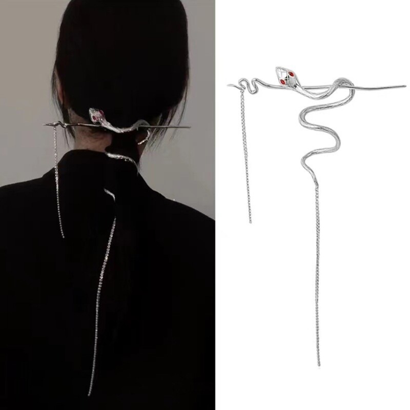 Twist Tassel Snake Hair Fork Alloy Hairpin for Styling