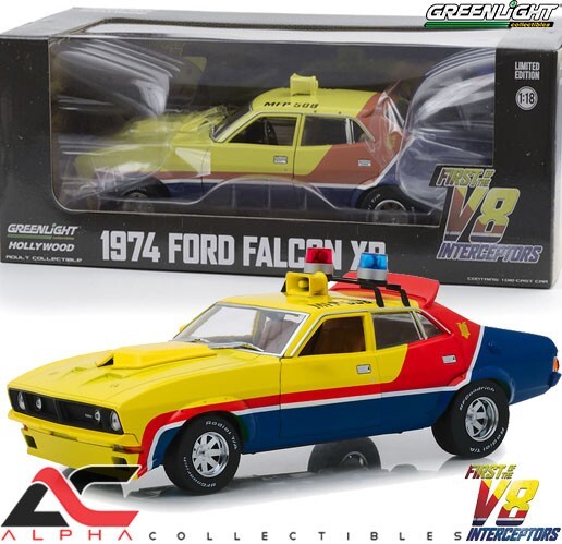 PRESALE - GREENLIGHT 13574 1:18 1974 FORD FALCON XB 4-DOOR SEDAN M.F.O. YELLOW-image