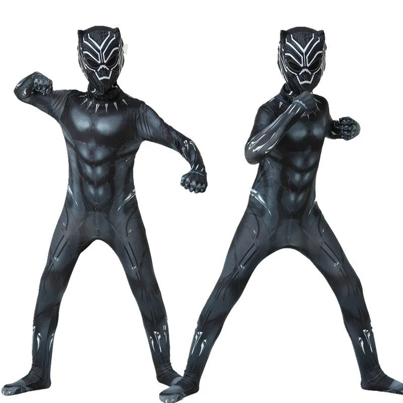 Black Panther Avanger Jumpsuit + Mask Set for Kids Adult Costume Cosplay Outfit