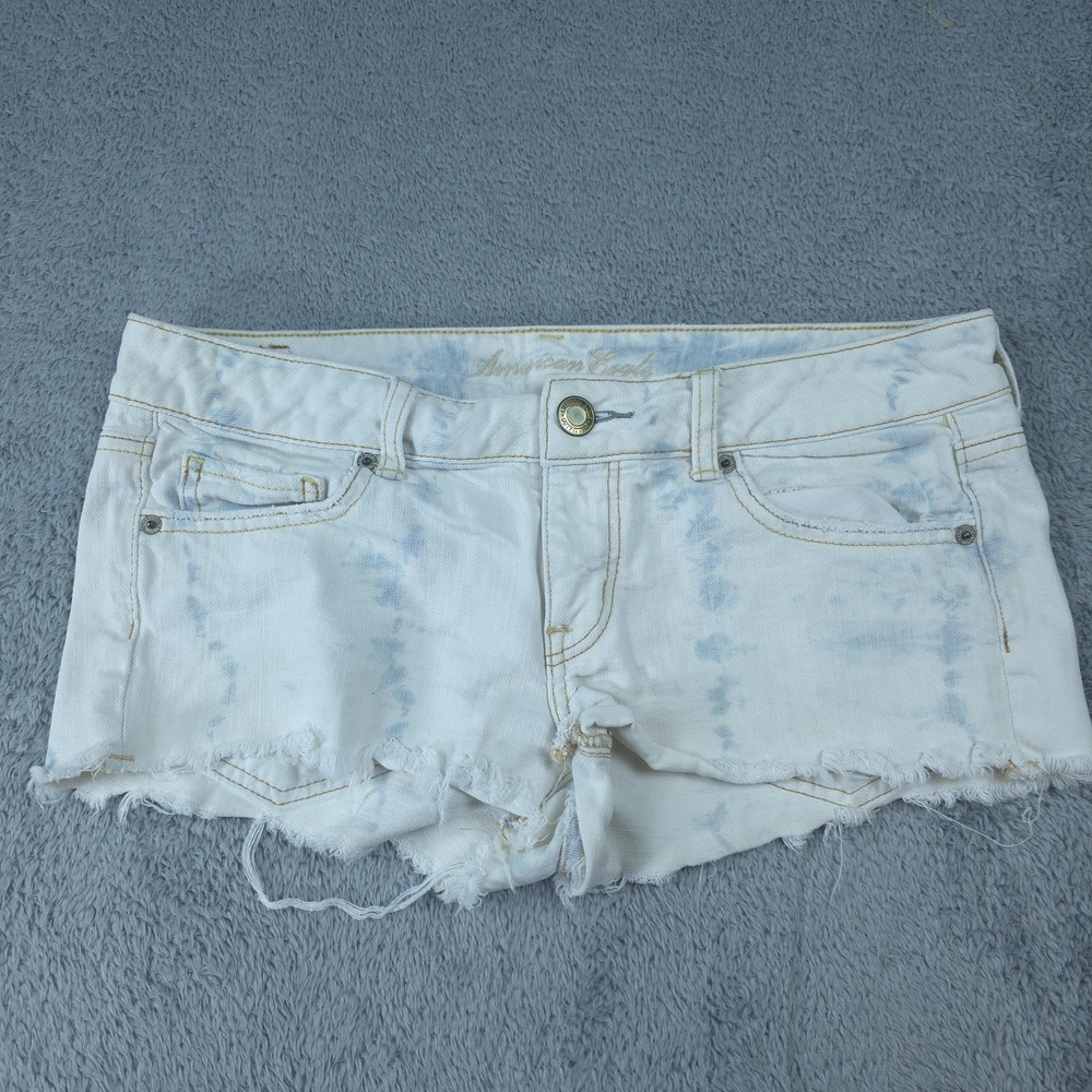 American Eagle Outfitters Shorts Womens 29 White Denim Distressed Cutoff Raw Hem