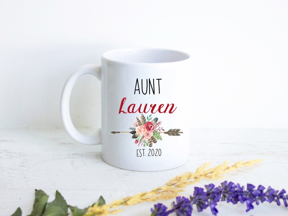 Personalized Aunt Name Mug #3 New Aunt Gift Baby Announcement Best Aunt Custom