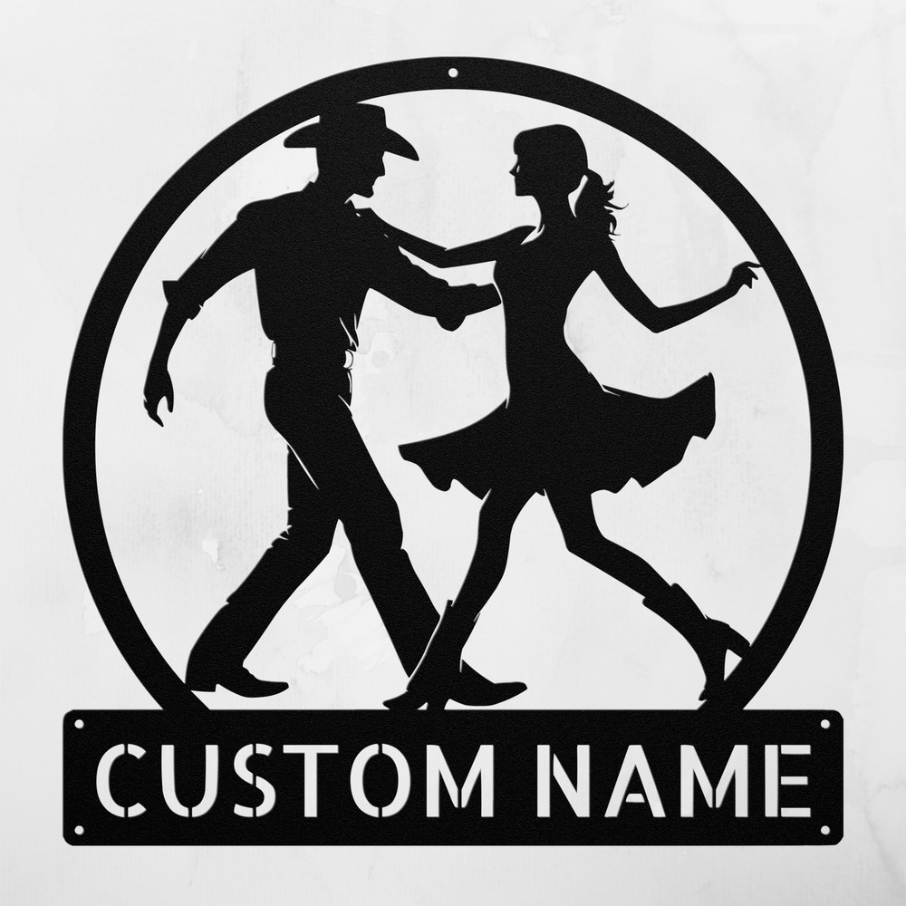 Personalized Couple Line Dancing Metal Sign Custom Country Dance Wall Art Gift
