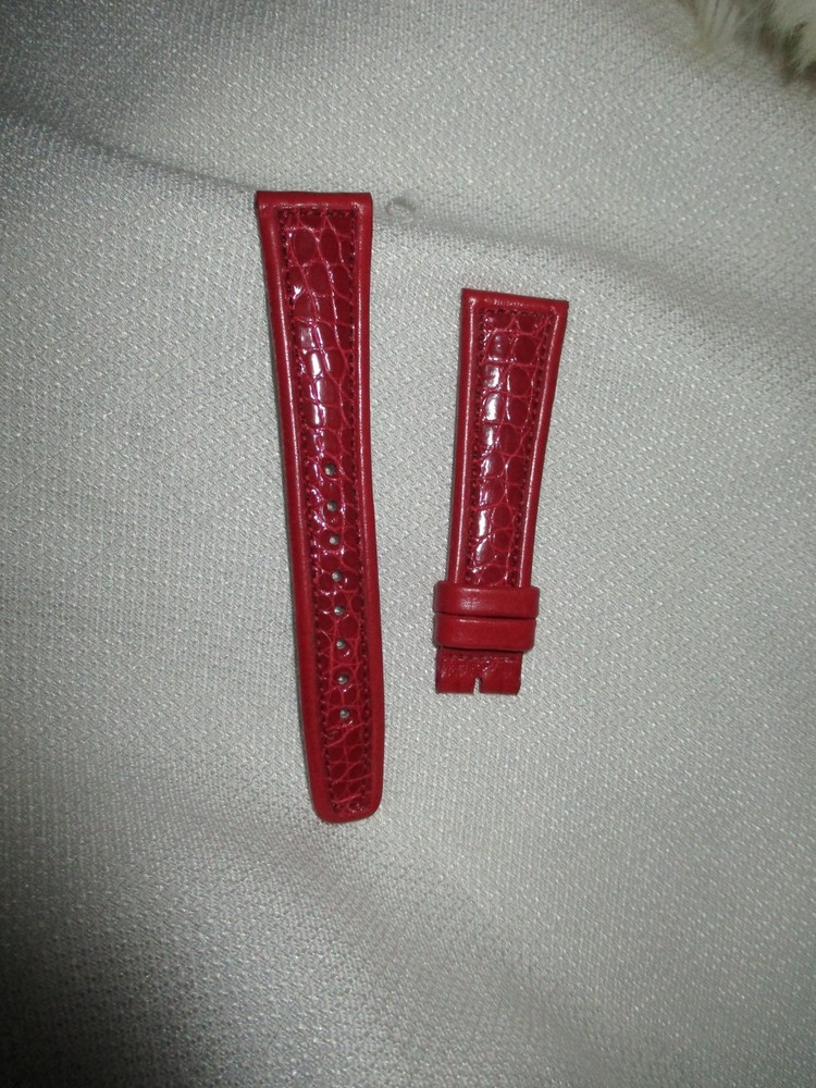 GENUINE shiny alligator exotic michele  usa watchstrap watch band strap 20mm red