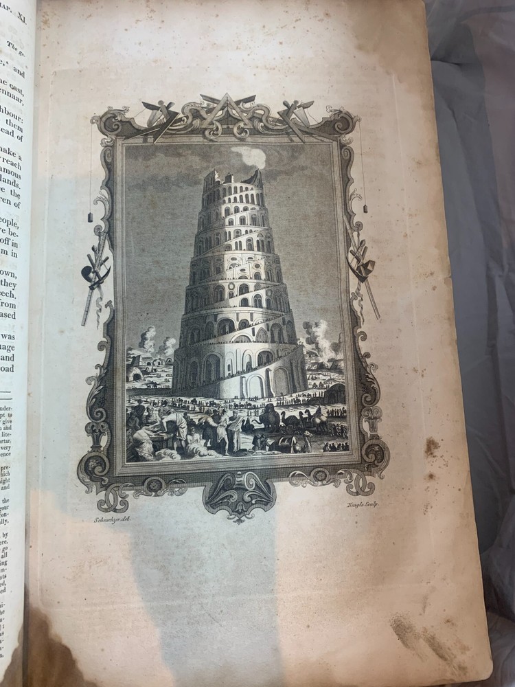 1825 Douay-Rheims Catholic Jumbo Folio Bible, Illustrated, Rare Early US Edition