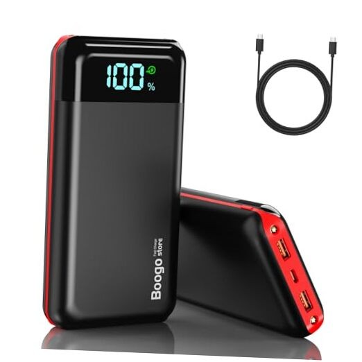Ultra-High Capacity 52800mAh PD 30W QC 4.0 Fast Charging Portable Power Bank in Red
