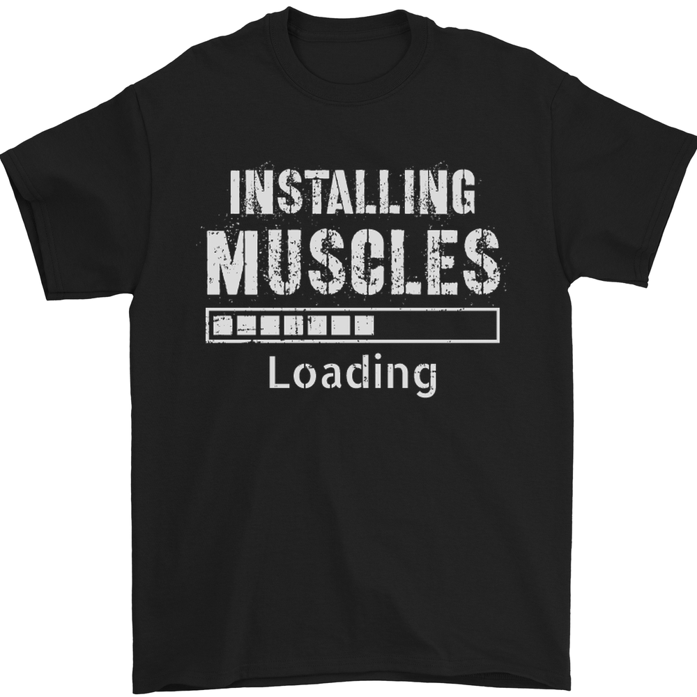 Installing Muscles Loading Gym Training Top Mens T-Shirt 100% Cotton