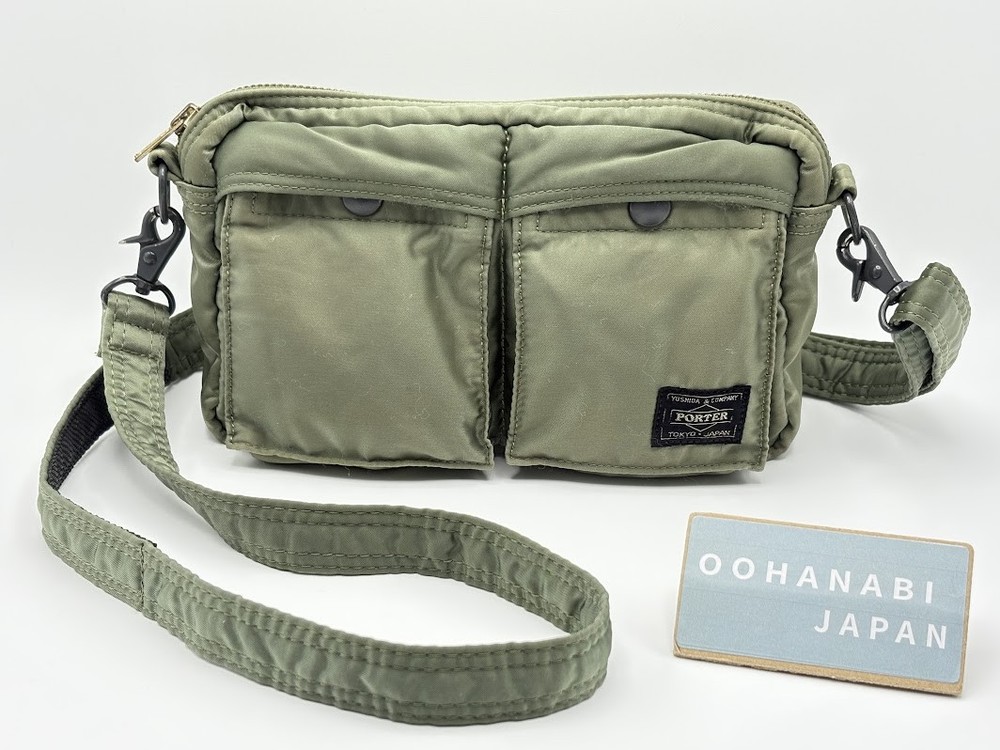 YOSHIDA PORTER TANKER SHOULDER BAG 622-68809 / 622-78809  Sage Green Used JAPAN