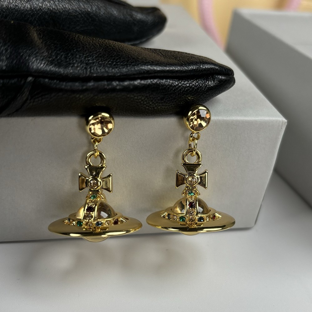 Vivienne Westwood Orb Drop Earrings Gold Tone  New In Box B42