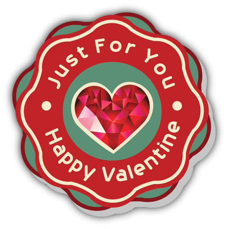 Vintage Valentine's Day Emblem Just For You Car Bumper Sticker Decal